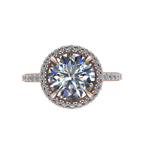 Talia Round Shape Halo Engagement Ring in 14K Rose Gold
