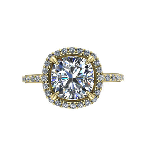 Talia Cushion Shape Halo Engagement Ring in 14K Yellow Gold