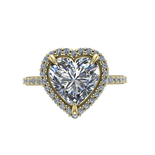 Talia Heart Shape Halo Engagement Ring in 18K Yellow Gold