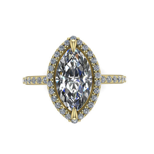 Talia Marquise Shape Halo Engagement Ring in 14K Yellow Gold