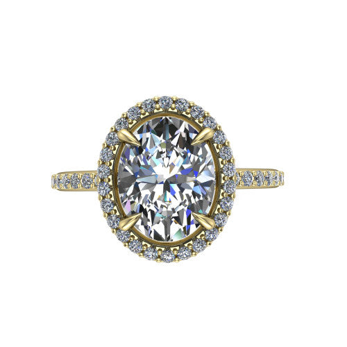 Talia Oval Shape Halo Engagement Ring in 14K Yellow Gold