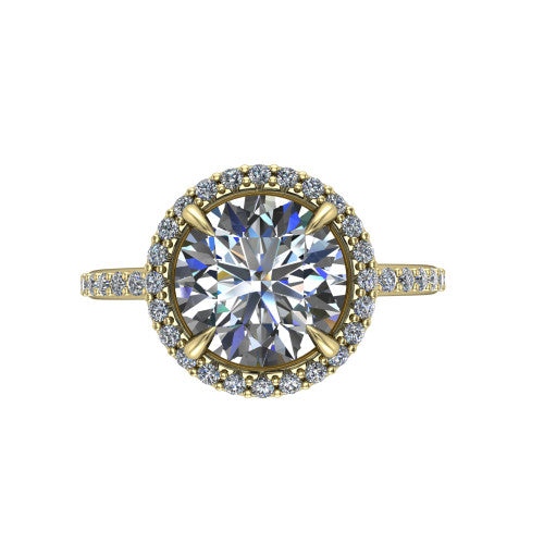 Talia Round Shape Halo Engagement Ring in 14K Yellow Gold
