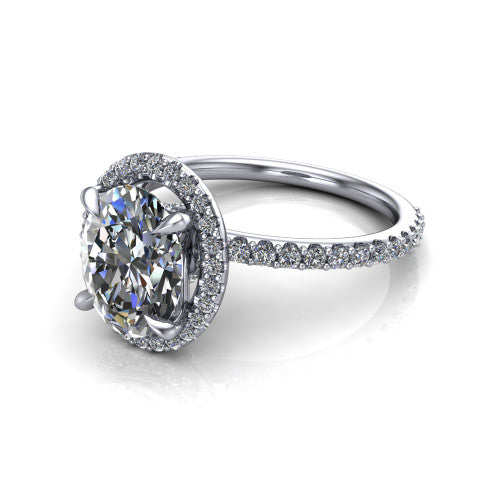 Violetta Oval Shape Halo Engagement Ring in Platinum