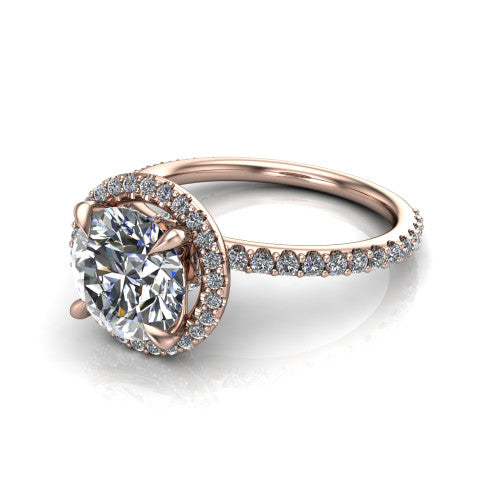 Violetta Round Shape Halo Engagement Ring in 18K Rose Gold