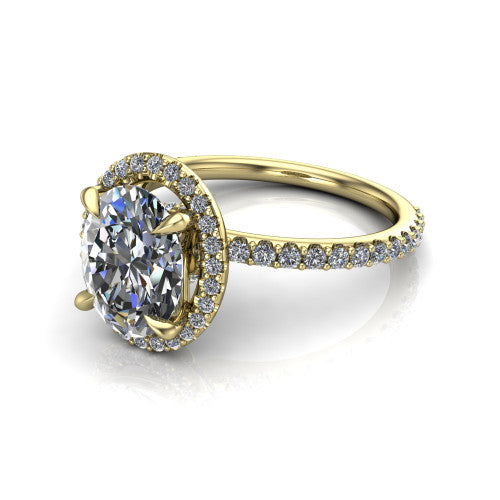 Violetta Oval Shape Halo Engagement Ring in 14K Yellow Gold