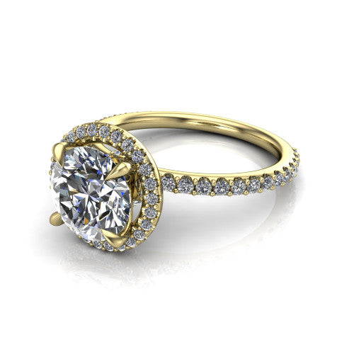 Violetta Round Shape Halo Engagement Ring in 18K Yellow Gold