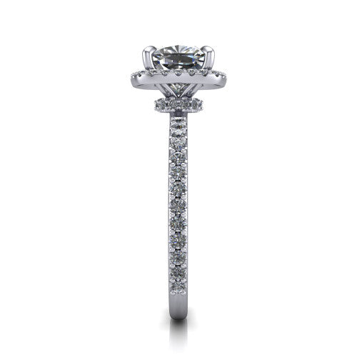 Violetta Cushion Shape Halo Engagement Ring in Platinum