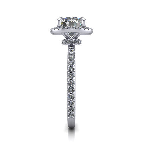 Violetta Round Shape Halo Engagement Ring in 14K White Gold