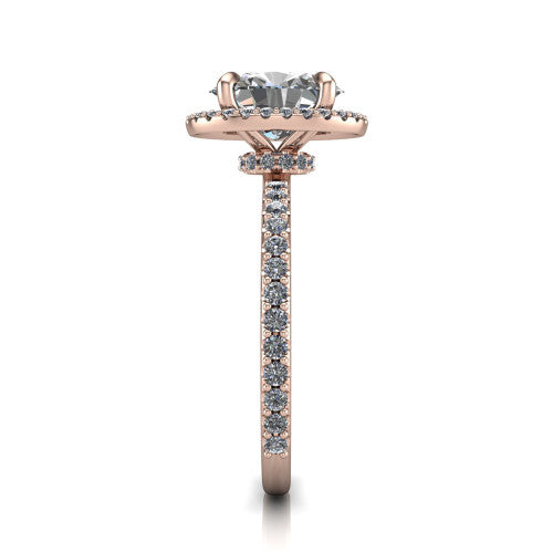Violetta Oval Shape Halo Engagement Ring in 18K Rose Gold