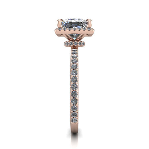 Violetta Princess Shape Halo Engagement Ring in 18K Rose Gold