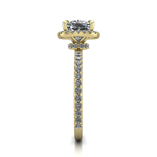 Violetta Cushion Shape Halo Engagement Ring in 18K Yellow Gold