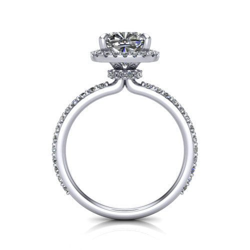 Violetta Cushion Shape Halo Engagement Ring in 18K White Gold