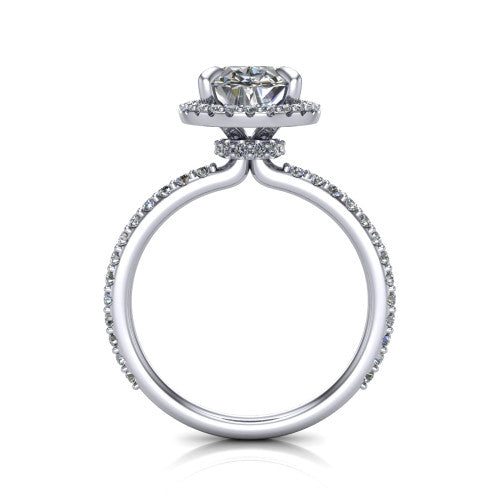 Violetta Oval Shape Halo Engagement Ring in 14K White Gold