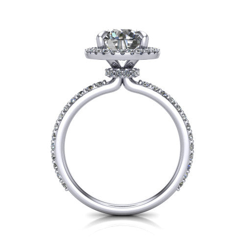 Violetta Round Shape Halo Engagement Ring in 18K White Gold