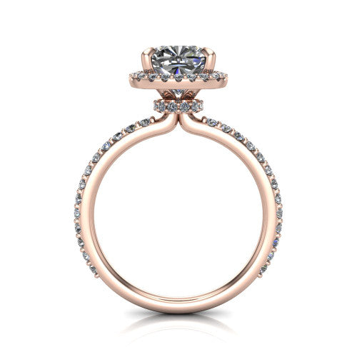 Violetta Cushion Shape Halo Engagement Ring in 18K Rose Gold