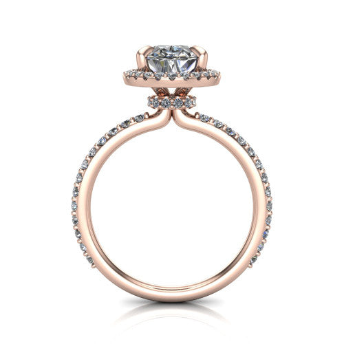 Violetta Oval Shape Halo Engagement Ring in 14K Rose Gold