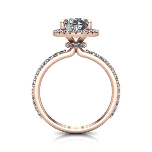Violetta Round Shape Halo Engagement Ring in 14K Rose Gold
