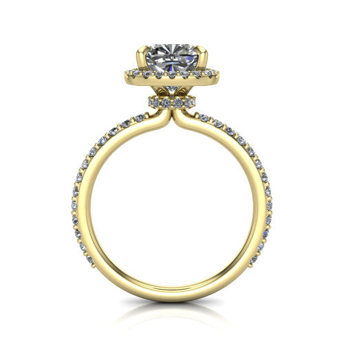 Violetta Cushion Shape Halo Engagement Ring in 14K Yellow Gold
