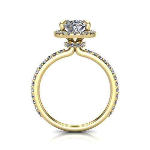 Violetta Oval Shape Halo Engagement Ring in 14K Yellow Gold