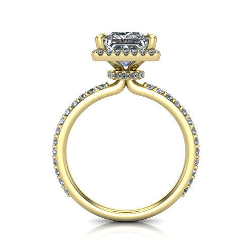 Violetta Princess Shape Halo Engagement Ring in 18K Yellow Gold