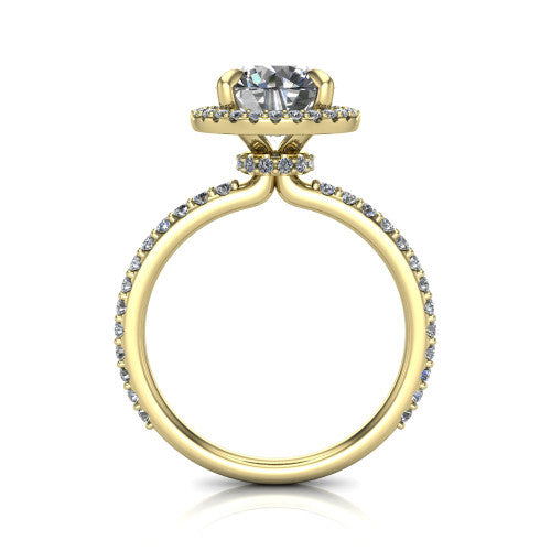 Violetta Round Shape Halo Engagement Ring in 14K Yellow Gold