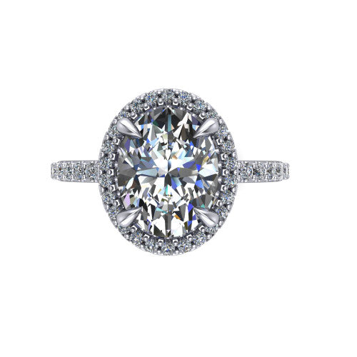 Violetta Oval Shape Halo Engagement Ring in Platinum