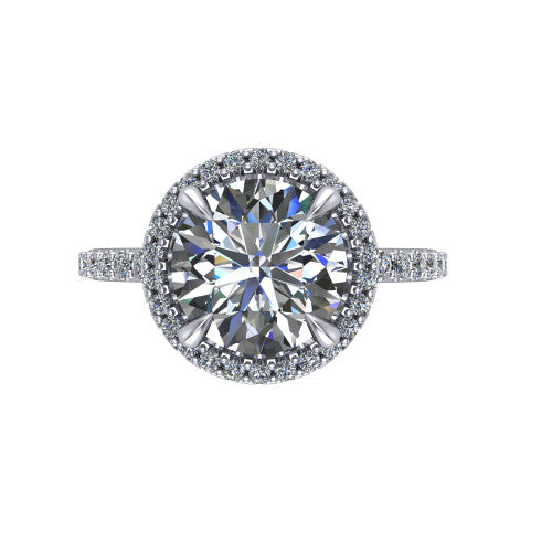 Violetta Round Shape Halo Engagement Ring in 14K White Gold
