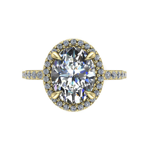 Violetta Oval Shape Halo Engagement Ring in 14K Yellow Gold