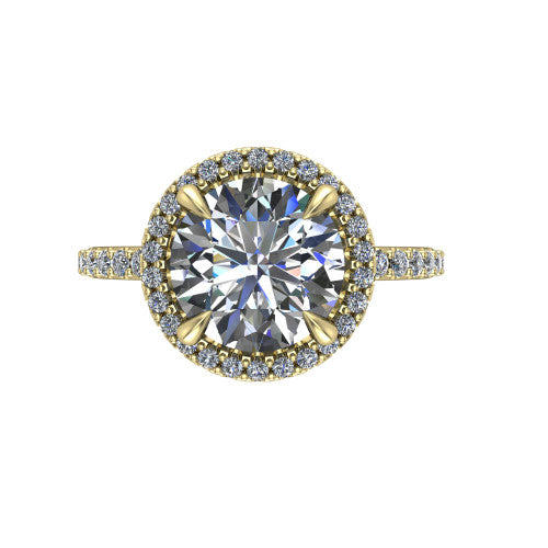 Violetta Round Shape Halo Engagement Ring in 14K Yellow Gold