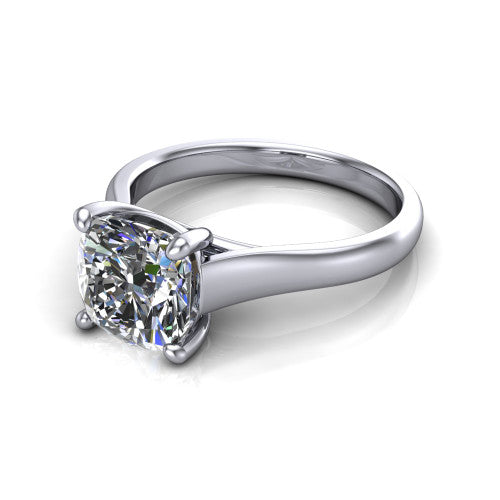 Harlow Cushion Shape Classic Engagement Ring in 14K White Gold