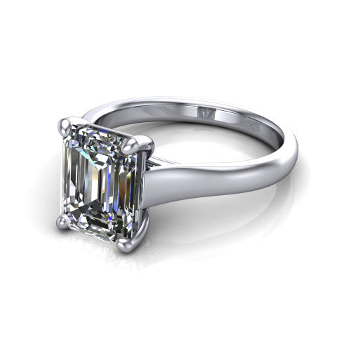 Harlow Emerald Shape Classic Engagement Ring in 14K White Gold