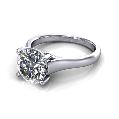 Harlow Round Shape Classic Engagement Ring in 14K White Gold