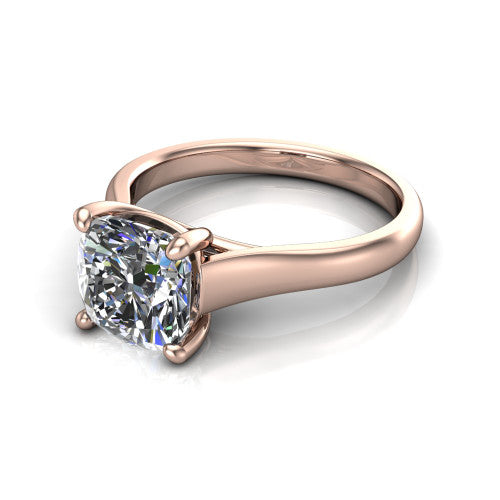 Harlow Cushion Shape Classic Engagement Ring in 14K Rose Gold