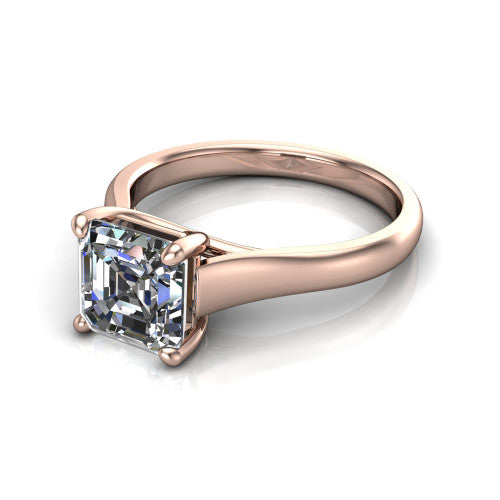 Harlow Square Emerald Shape Classic Engagement Ring in 14K Rose Gold