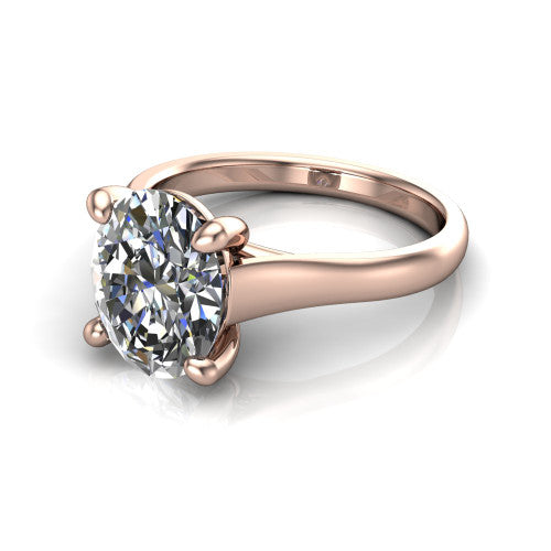 Harlow Oval Shape Classic Engagement Ring in 18K Rose Gold