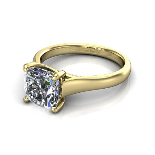 Harlow Cushion Shape Classic Engagement Ring in 18K Yellow Gold