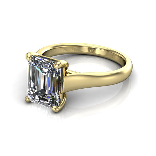 Harlow Emerald Shape Classic Engagement Ring in 14K Yellow Gold