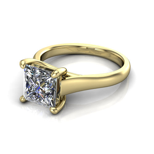 Harlow Princess Shape Classic Engagement Ring in 14K Yellow Gold