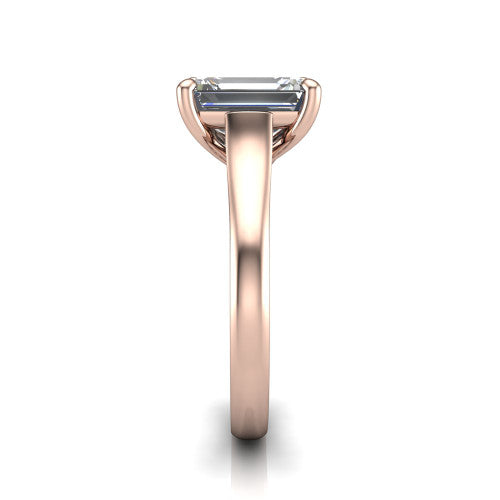 Harlow Emerald Shape Classic Engagement Ring in 18K Rose Gold