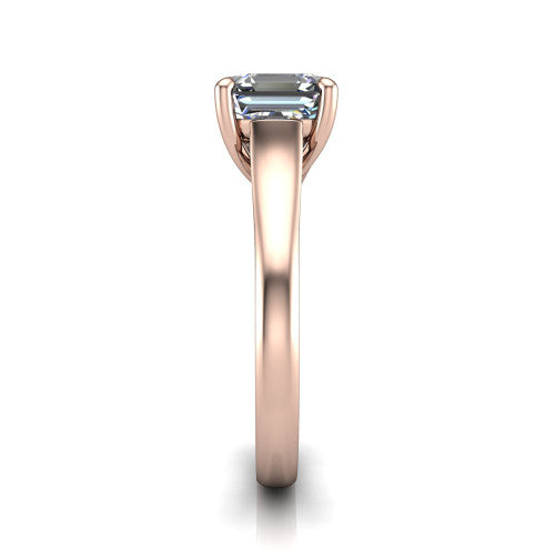 Harlow Square Emerald Shape Classic Engagement Ring in 18K Rose Gold