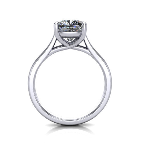 Harlow Cushion Shape Classic Engagement Ring in 18K White Gold
