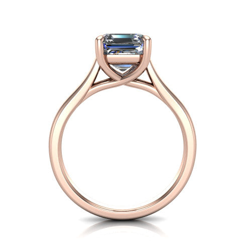 Harlow Square Emerald Shape Classic Engagement Ring in 18K Rose Gold