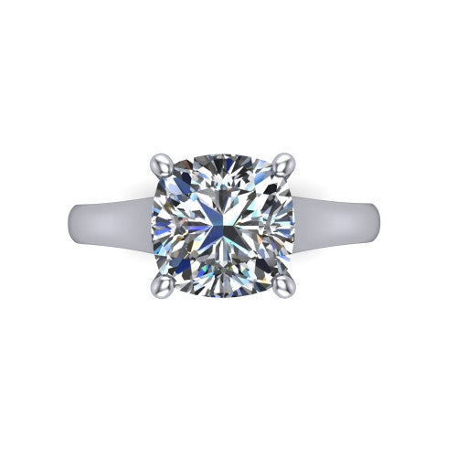 Harlow Cushion Shape Classic Engagement Ring in 18K White Gold