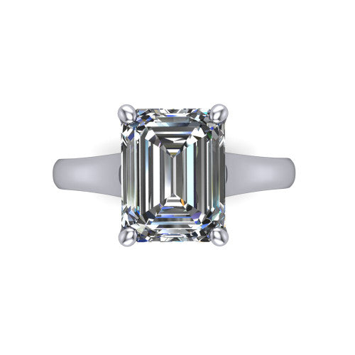 Harlow Emerald Shape Classic Engagement Ring in 14K White Gold