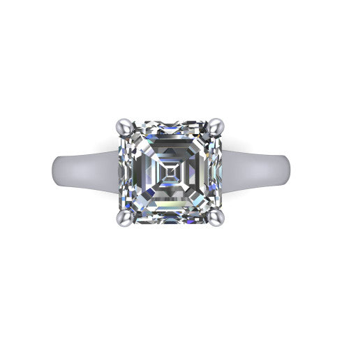 Harlow Square Emerald Shape Classic Engagement Ring in 14K White Gold