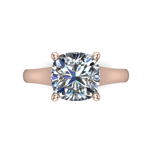 Harlow Cushion Shape Classic Engagement Ring in 14K Rose Gold