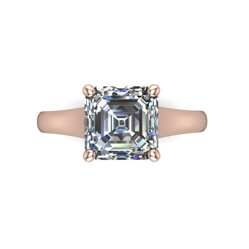 Harlow Square Emerald Shape Classic Engagement Ring in 18K Rose Gold