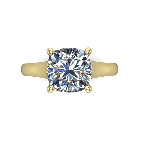 Harlow Cushion Shape Classic Engagement Ring in 14K Yellow Gold