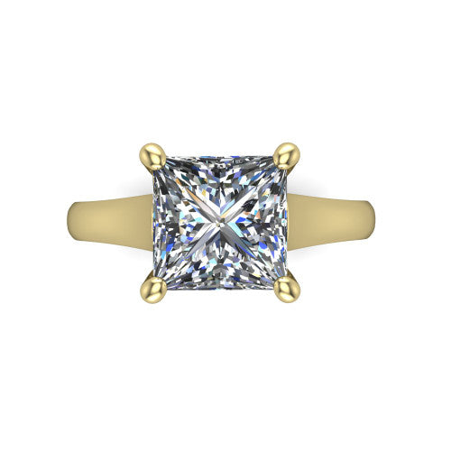 Harlow Princess Shape Classic Engagement Ring in 18K Yellow Gold