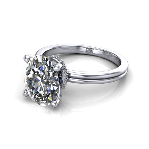 Thea Oval Shape Classic Engagement Ring in Platinum